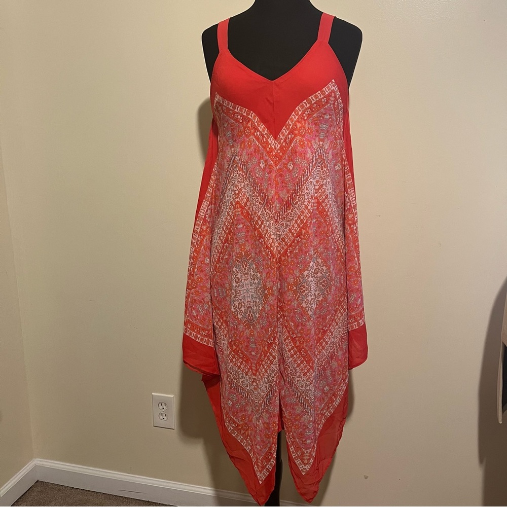 My Michelle handkerchief dress beautiful red /coral color size S